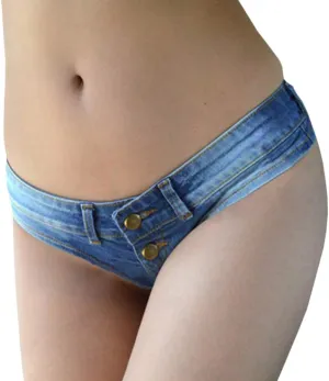 xxxiticat Women's Low Rise Mini Denim Shorts High Cut Short Beach Clubwear Sexy Jeans Denim Booty Double Button Shorts
