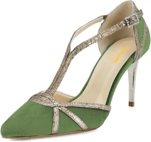 XYD Women High Heel Pumps Pointed Closed Toe Velvet D'Orsay Strappy Sandals Plated Heeled Elegant Party Evening Shoes