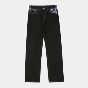 Y2K Bandana Jeans - Denim Streetwear Heren -