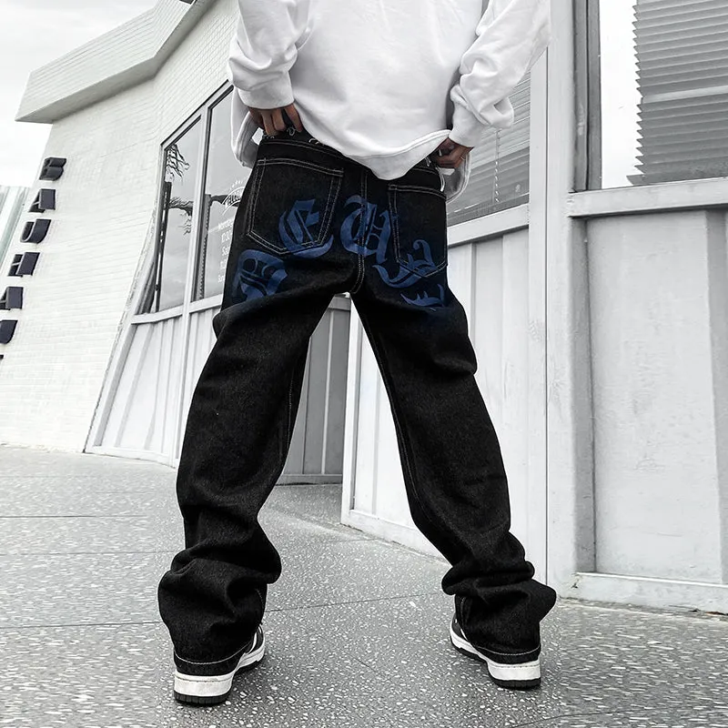 Y2K Bandana Jeans - Denim Streetwear Heren -