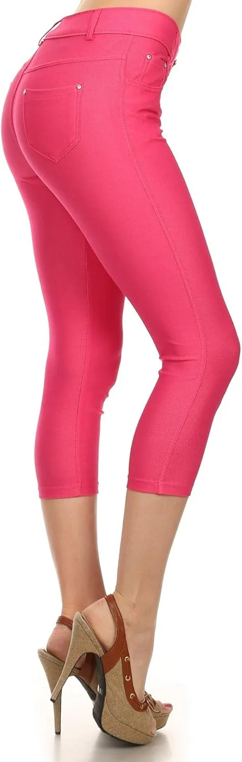 YELETE Women's Basic Capri Jeggings