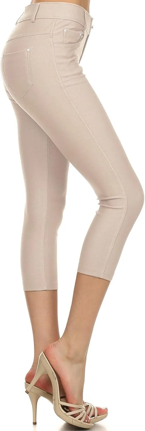 YELETE Women's Basic Capri Jeggings