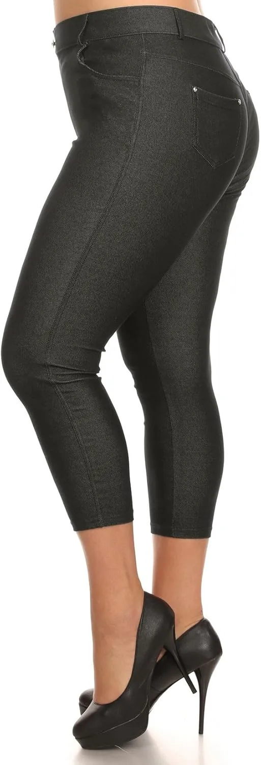 YELETE Women's Basic Capri Jeggings