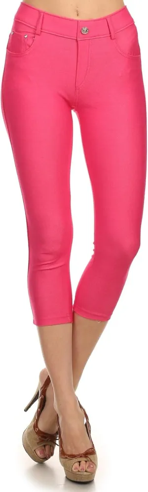 YELETE Women's Basic Capri Jeggings