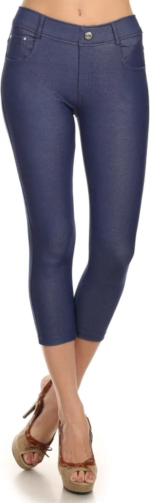YELETE Women's Basic Capri Jeggings