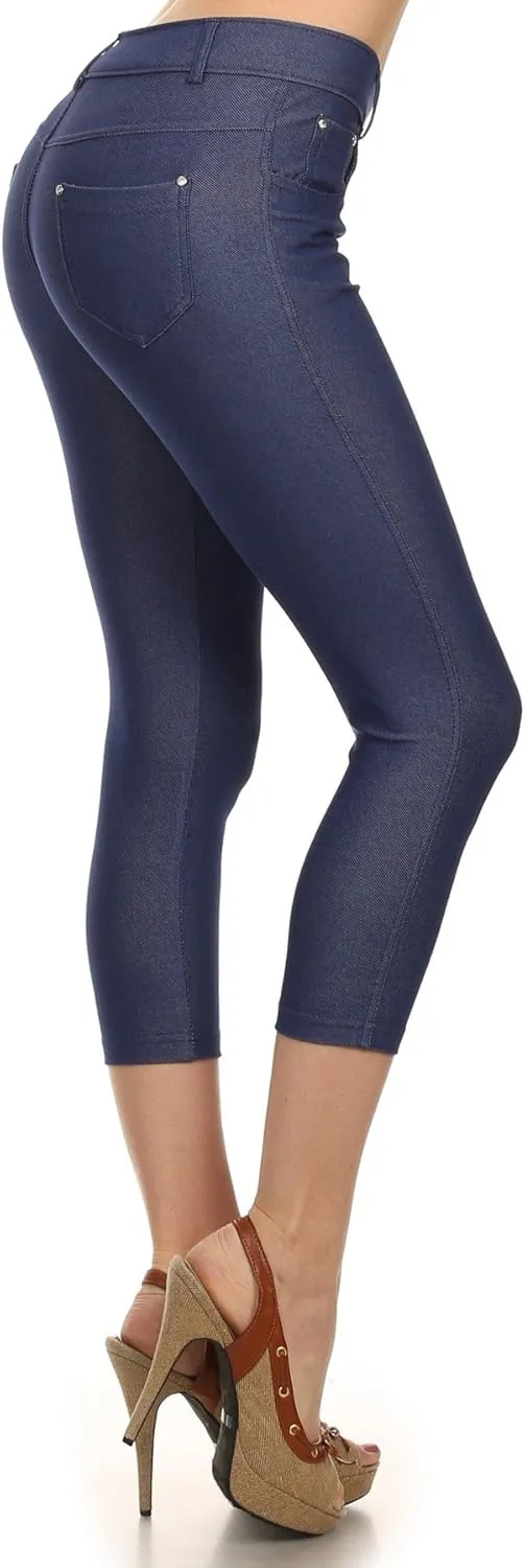 YELETE Women's Basic Capri Jeggings