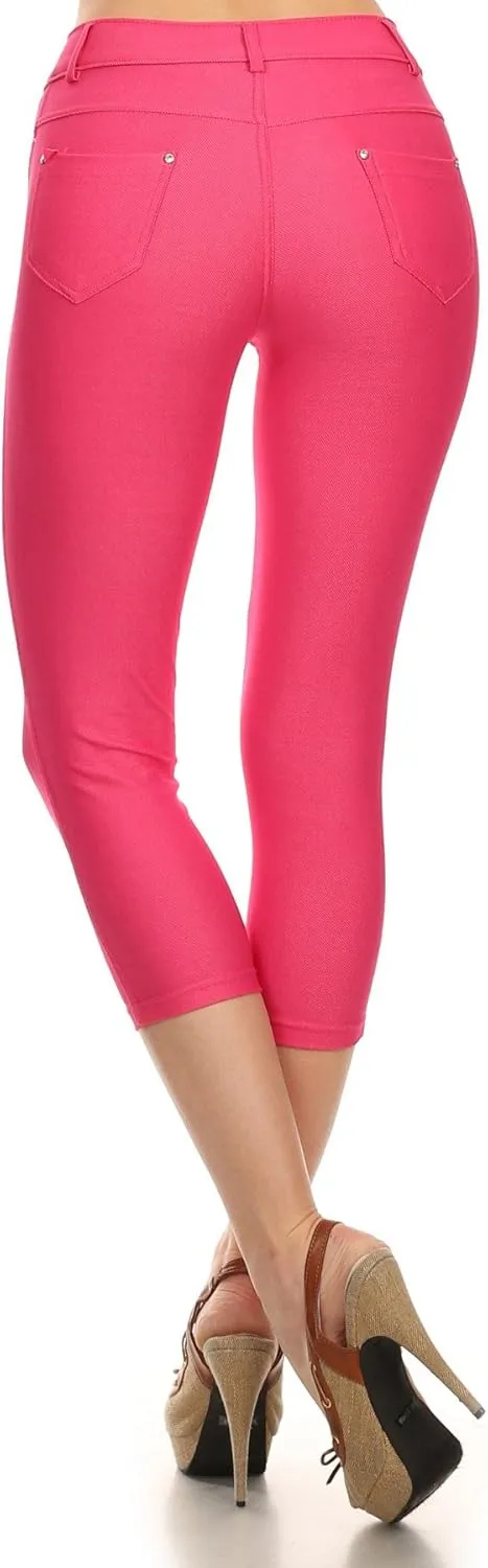 YELETE Women's Basic Capri Jeggings