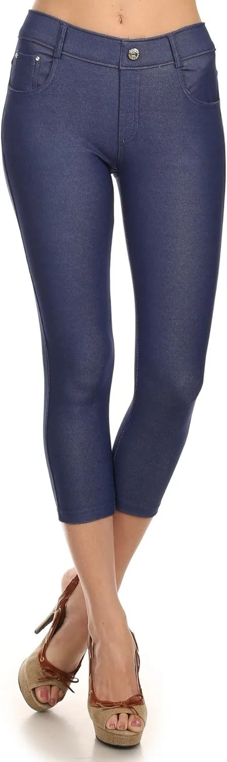 YELETE Women's Basic Capri Jeggings