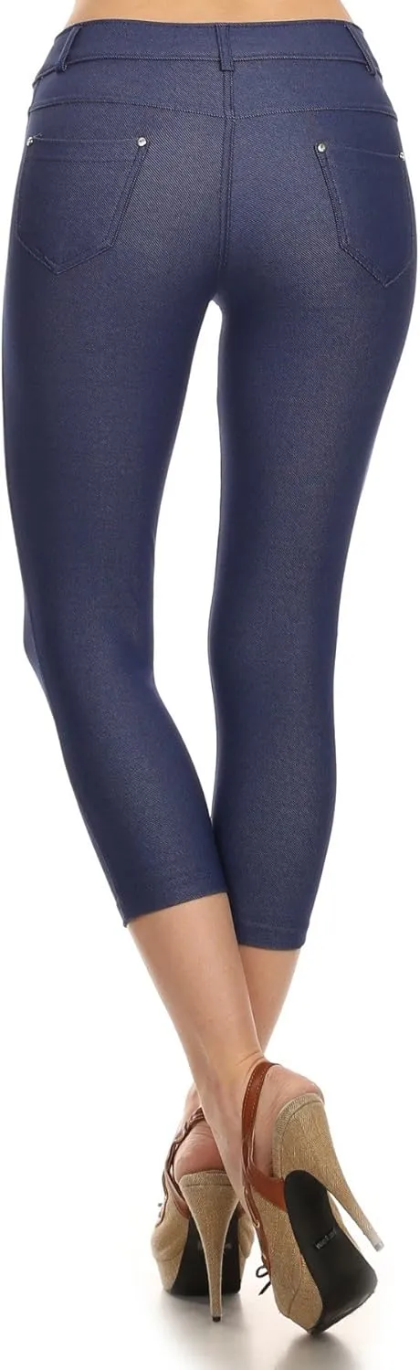 YELETE Women's Basic Capri Jeggings