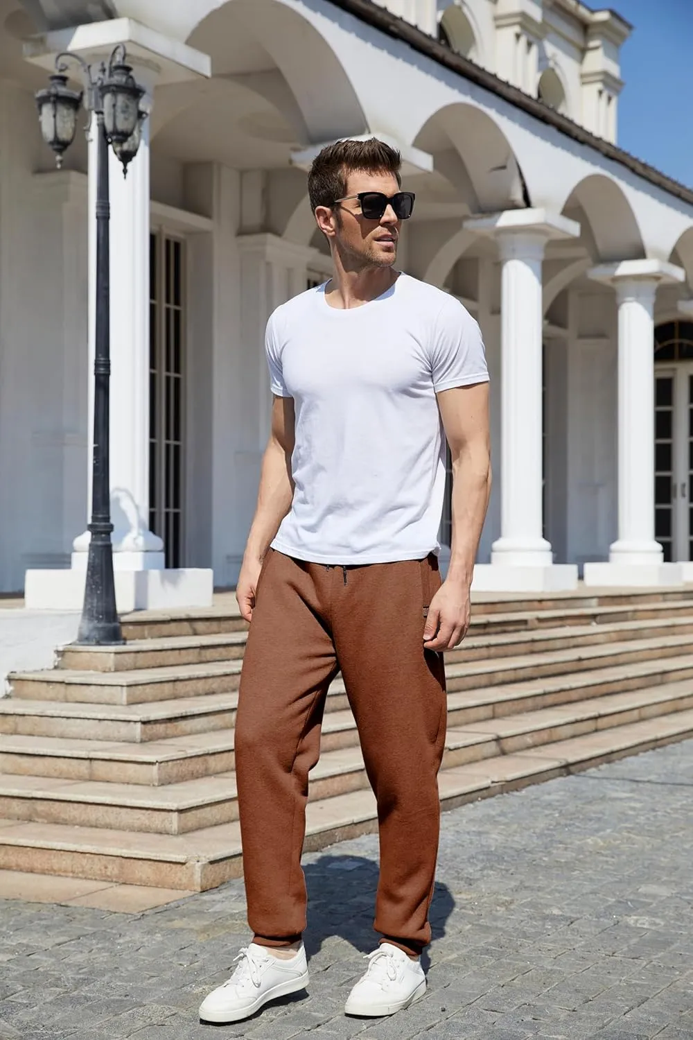 Yeokou Mens Winter Warm Sherpa Lined Active Thermal Jogger Fleece Sweatpants Pant