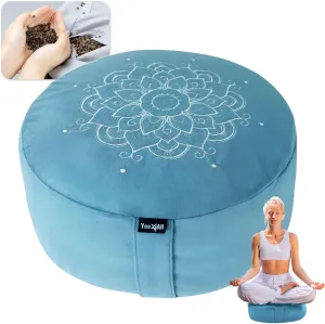 Yes4All Meditation Cushion, Floor Pillow Foam Zafu Buckwheat, Mandala Pattern Yoga Meditation Bolster Pillows, Floor Cushions