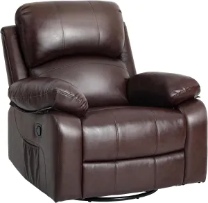 YITAHOME Oversized Rocker Recliner Chair: Manual Reclining Lazy Boy Chair with Heat & Massage, Overstuffed Armrest, Rocking Function, Faux Leather Recliner for Living Room with Side Pocket Brown