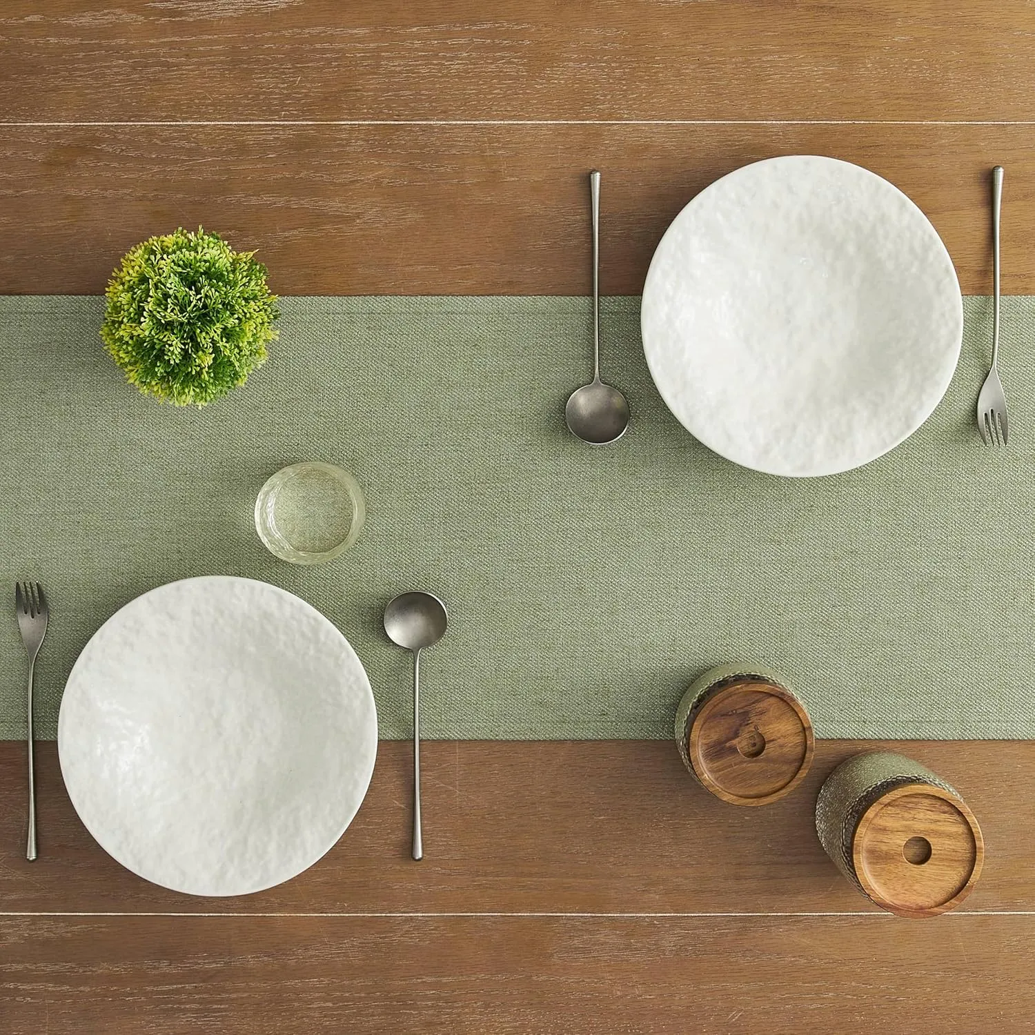 ZeeMart Linen Blend Table Runner, Sage Green 13x108 Inch, Farmhouse Burlap Linen Style Rustic Sage Green Table Runners 108 Inches Long