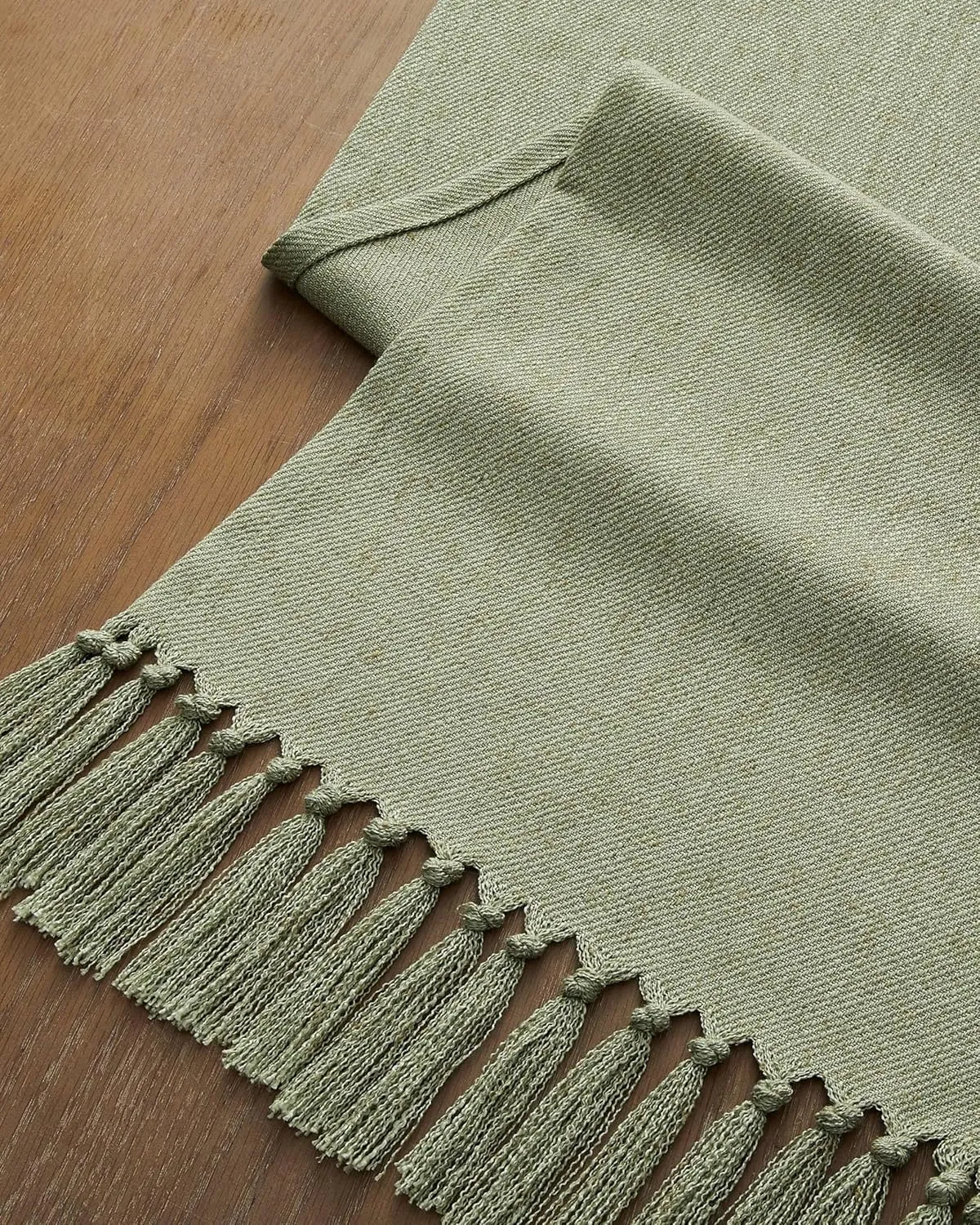 ZeeMart Linen Blend Table Runner, Sage Green 13x108 Inch, Farmhouse Burlap Linen Style Rustic Sage Green Table Runners 108 Inches Long