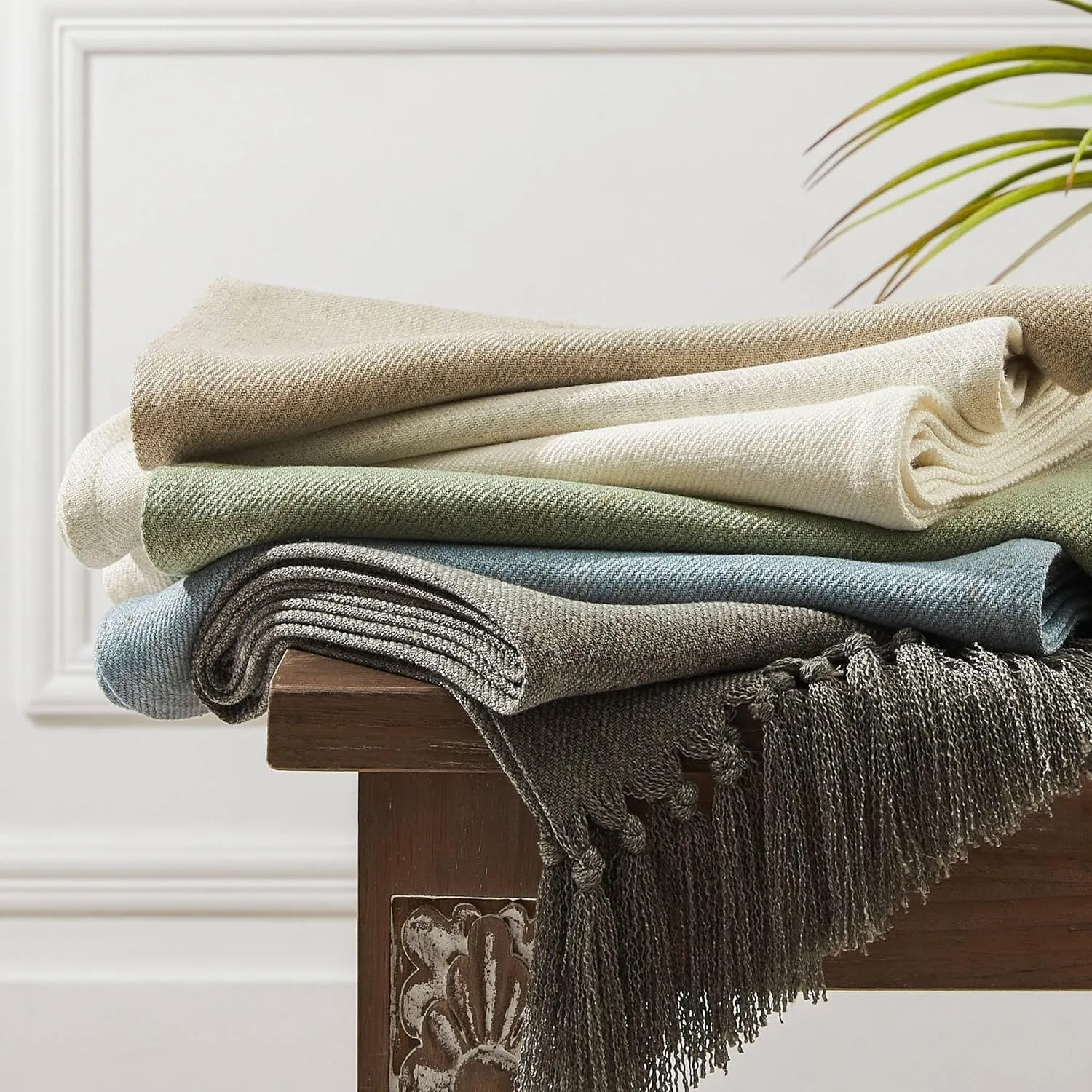 ZeeMart Linen Blend Table Runner, Sage Green 13x108 Inch, Farmhouse Burlap Linen Style Rustic Sage Green Table Runners 108 Inches Long