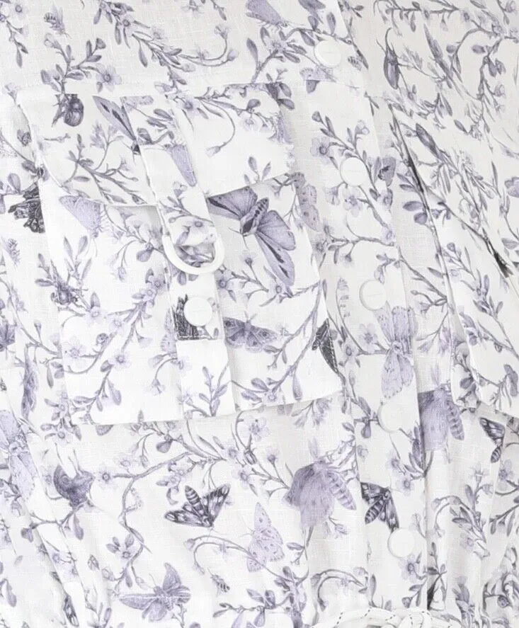 Zimmermann Utility Jumpsuit | Blue Garden Floral, Linen, Boilersuit, Drawstrings