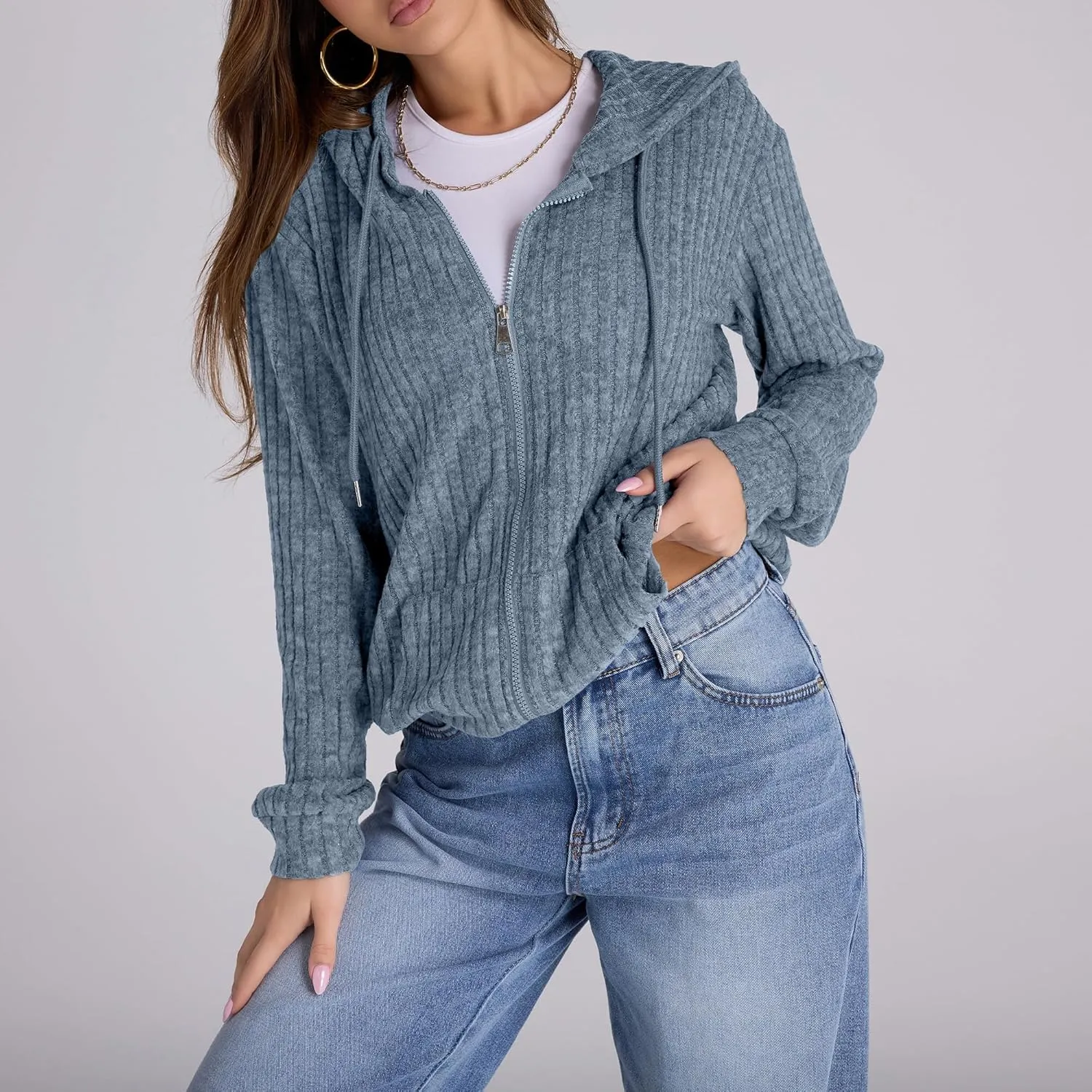 Zip Up Hoodie Women Oversized Sweatshirt Long Sleeve 2025 Fall Outfit Lightweight Jackets Workout Clothes